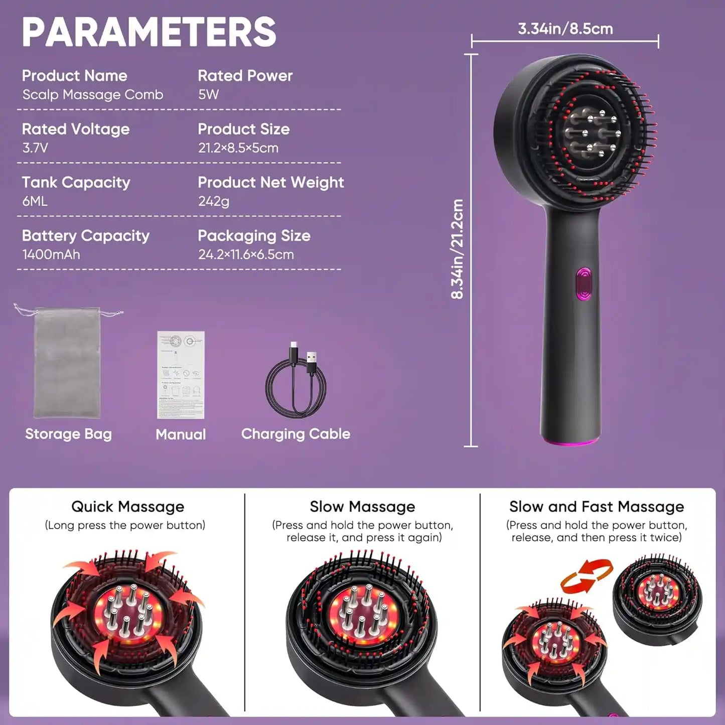 Zaymira Beauty Scalp Massager Brush - Red Light Therapy