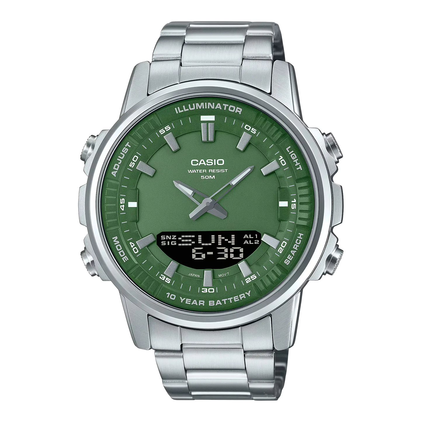 Casio Men's Watch Green - Digital & Analogue (10 Years Battery Life)