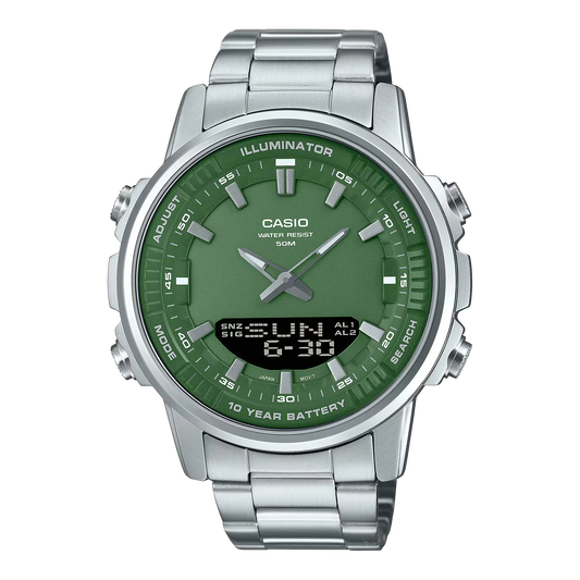 Casio Men's Watch Green - Digital & Analogue (10 Years Battery Life)