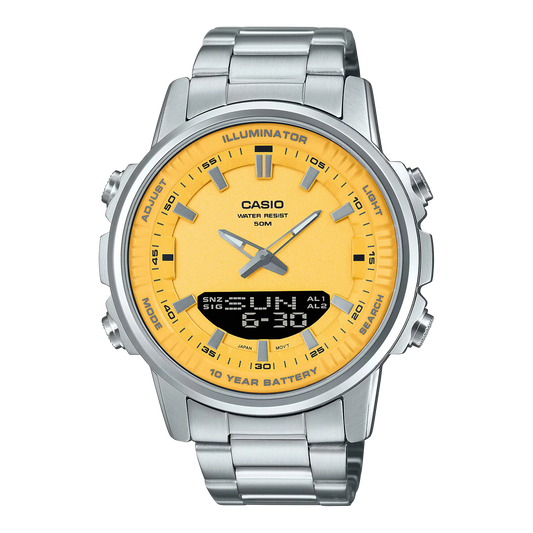 Casio Men's Watch Yellow - Digital & Analogue (10 Years Battery Life)